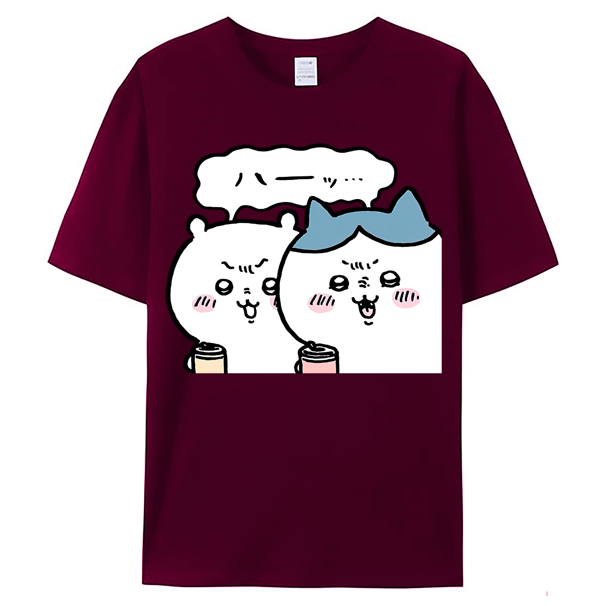 （画像用） ちいかわ ハチワレ Chii-kawa hachiware レディースカジュアルプリントTシャツ（綿100％）